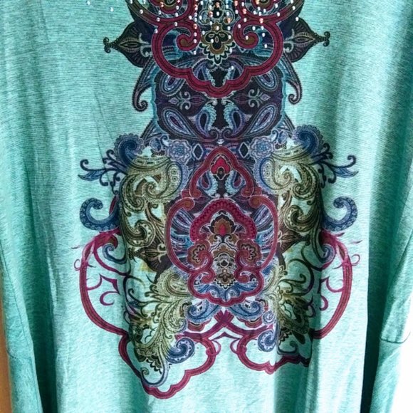 ENERGY WORLD WEAR*TEAL COLOR*WOMEN PXL*PULLOVER TUNIC TOP - Picture 6 of 7